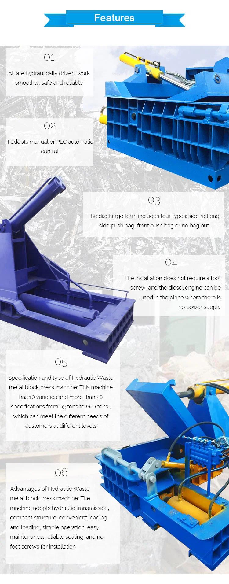 Hot Selling Hydraulic Horizontal Scrap Metal Baler Machine Recycle Compactor Press Baler